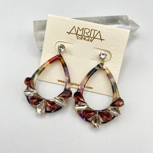 Amrita Singh Lucite Crystal Drop Statement Earrings